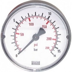 Manometer 63mm RVS, 0-6 bar, achteraansluiting