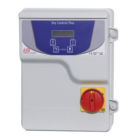 Pump control box with dry-running protection based on cos phi.