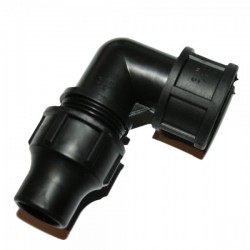 Drip hose compression fitting elbow with internal thread